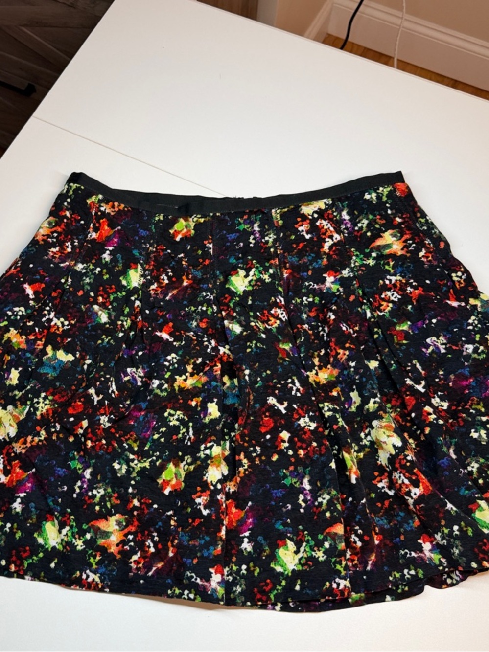 GAP Black Skater Skirt with Multicolor Paint-Splash Print